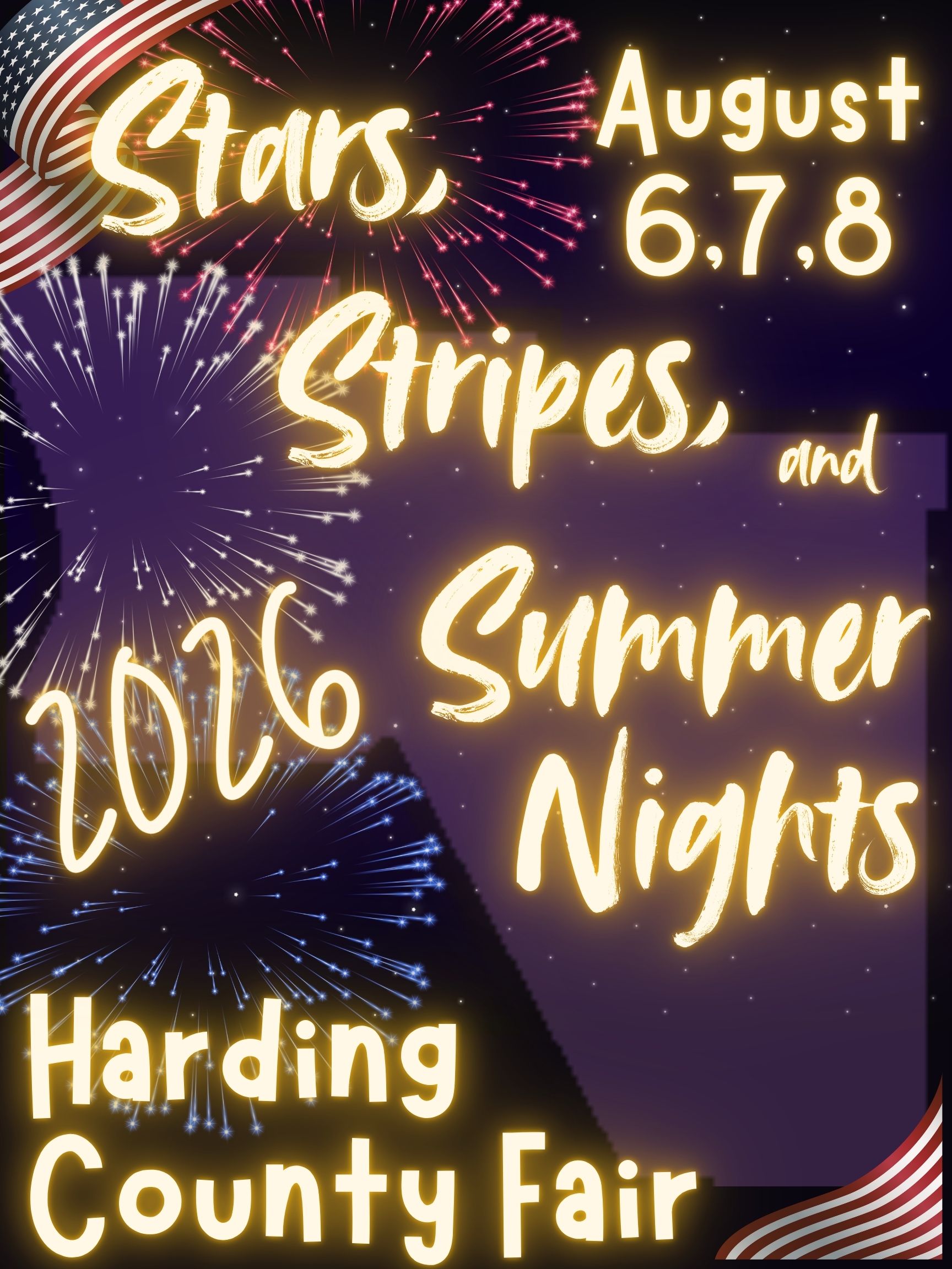 Harding County Fair Flyer- August 6,7,8, 2026. Roy, NM